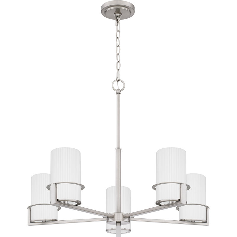 Lustre classique / traditionnel à 5 lumières Fosco, Nickel brossé