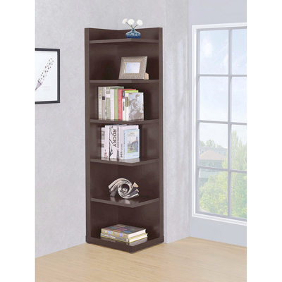  Moyne 6-tier Corner Bookcase, Bookcase, Storage Bookcase, Corner Bookshelf, Wood Bookcase