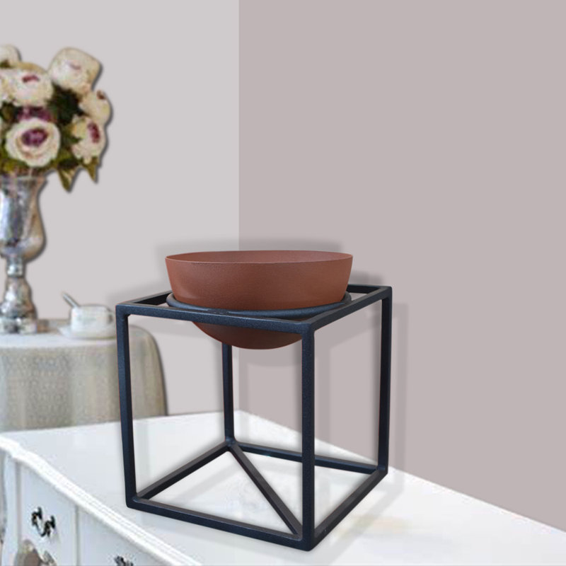 1 pot à fleurs en fer, H 7,84 po x l 8,07 po x P 8,07 po, Orange