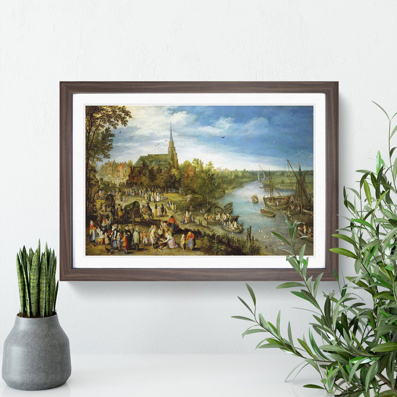 Parish Fair in Schell by Pieter Bruegel the Elder - Picture Frame Painting, 27cm H x 36cm W x 2cm D, Walnut Framed