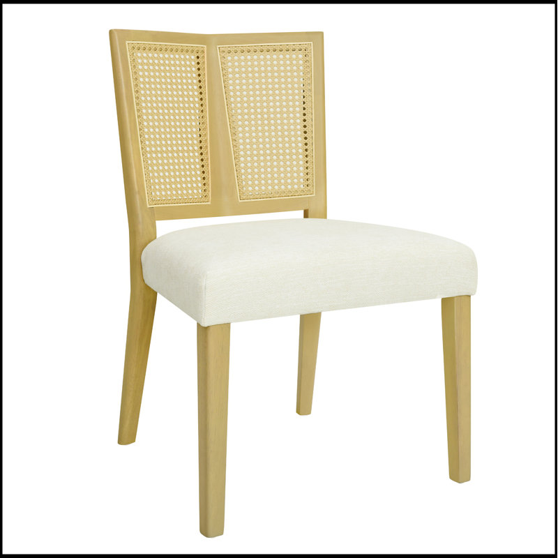 Ensemble de 2 chaises de salle à manger en rotin sans accoudoirs, alliant style Mid-Century et confort moderne pour un repas élégant