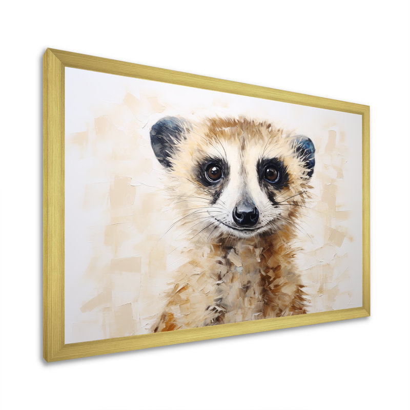 Minimalisme Meercat Portrait sur toile, Cadre doré simple, H 30 po x l 40 po x P 1,5 po