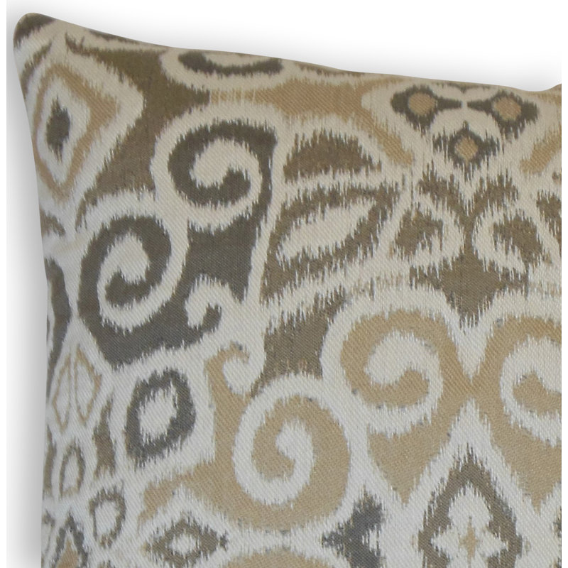 Coussin Carsci Ikat, Hauteur (24 po) x largeur (24 po), Bois flottant