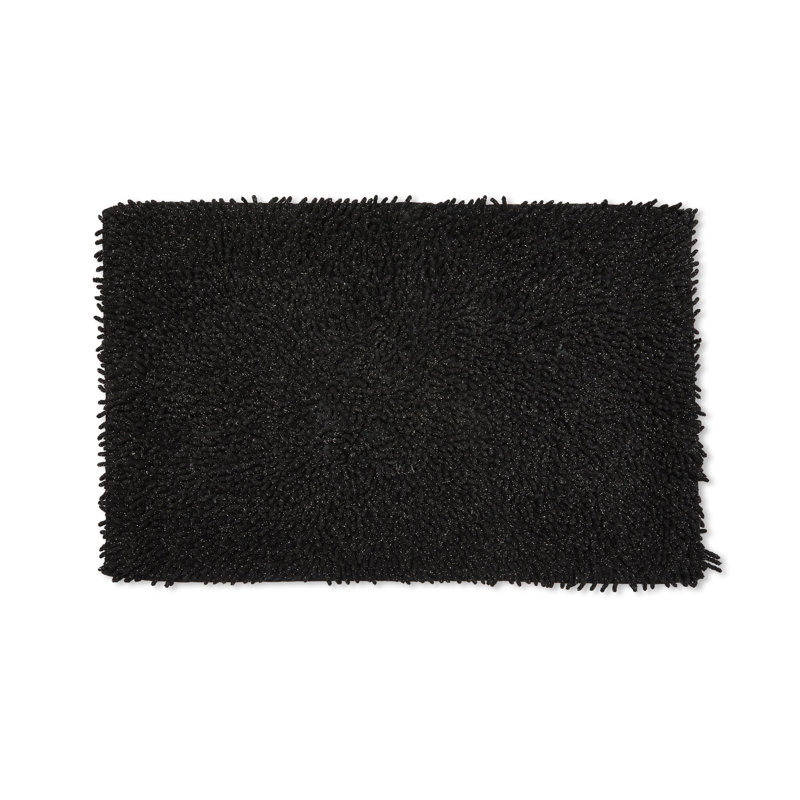 Auraya Cotton Non-Slip Bath Rug, Black