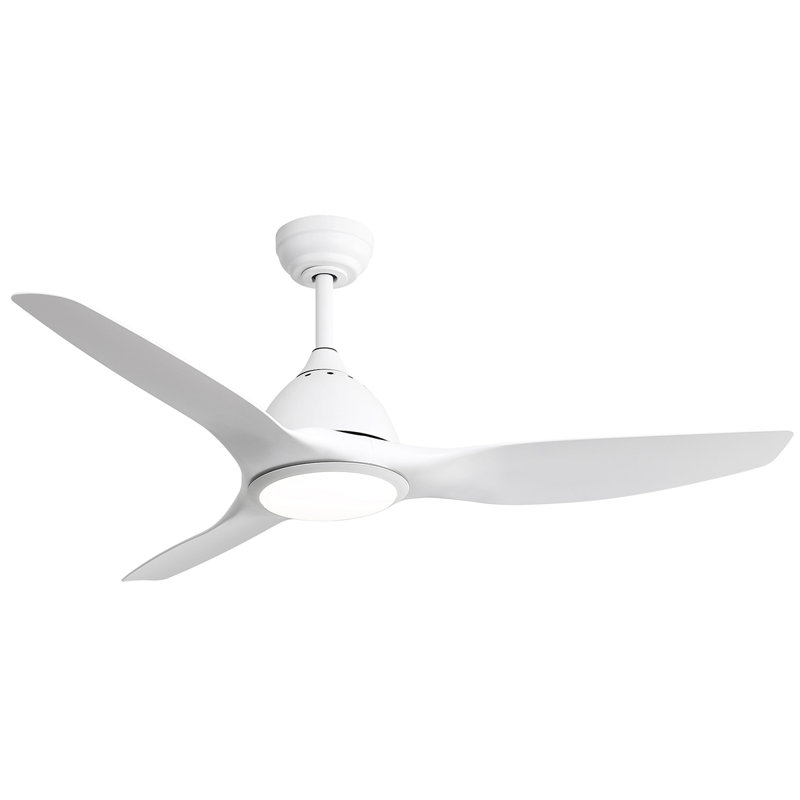 52 Inch Ceiling Fan With Light And 6-Speed Remote Control 3 ABS Fan Blades For Bredoom Patio, White