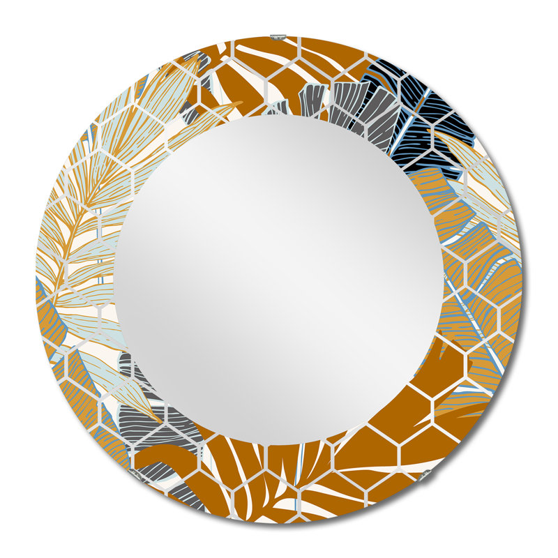 Palmier abstrait tropical et feuilles de bananier - miroir mural moderne, 24 po x 24 po