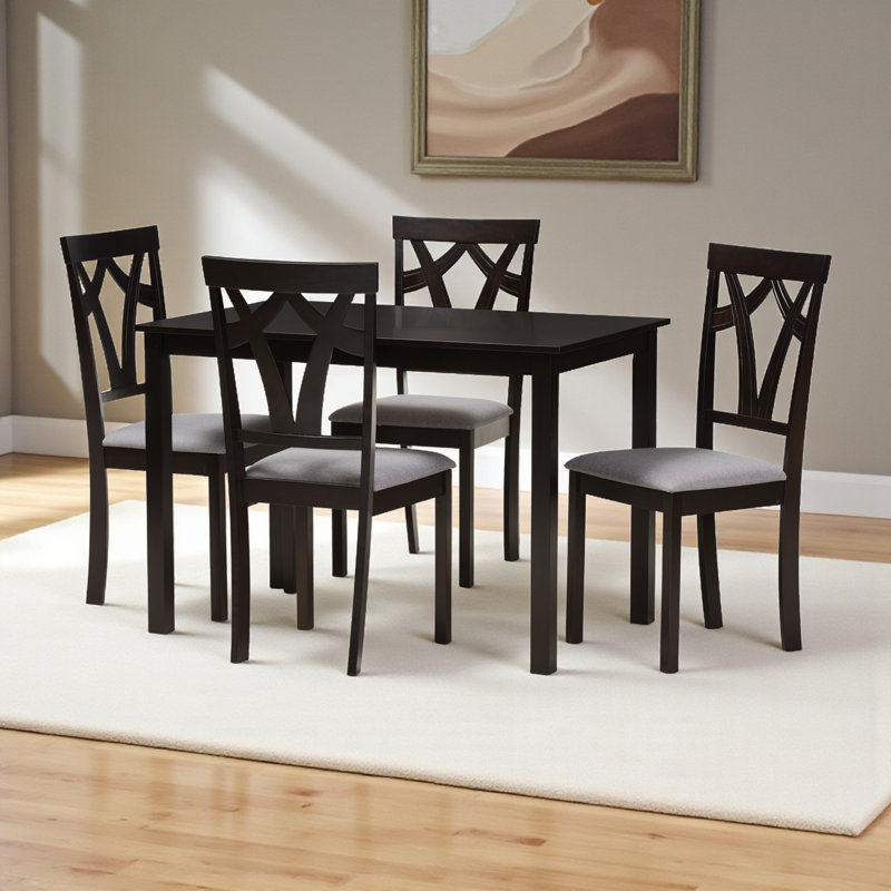Ensemble de salle à manger moderne et contemporain 5 pièces Sylvia, H 29,13 po x P 27,56 po Sylvia, Gris/espresso