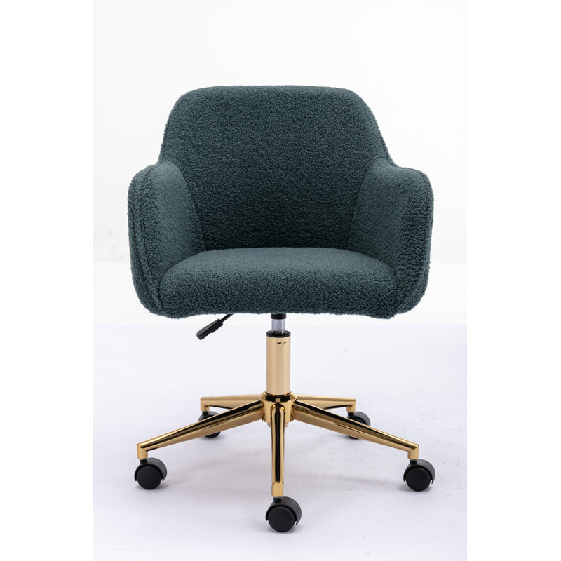Modern Teddy Fabric Material Adjustable Height 360 Revolving Home Office Chair With Metal Legs Universal Wheel For Indoor