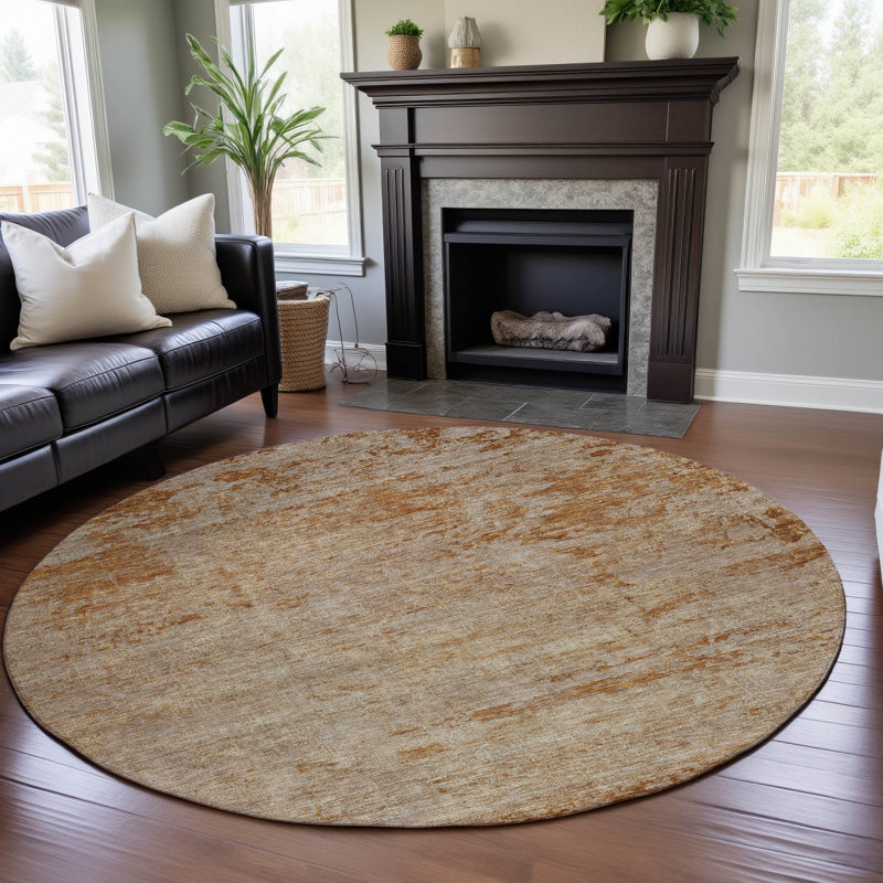 Premium Machine Washable Gurubaksh AMF1164 Abstract Rug, Round 8'