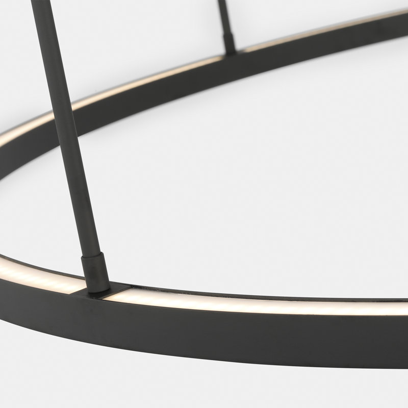Mick De Giulio Stagger X-Large Ring Chandelier in Nightshade Black with Acrylic shade, Nightshade Black