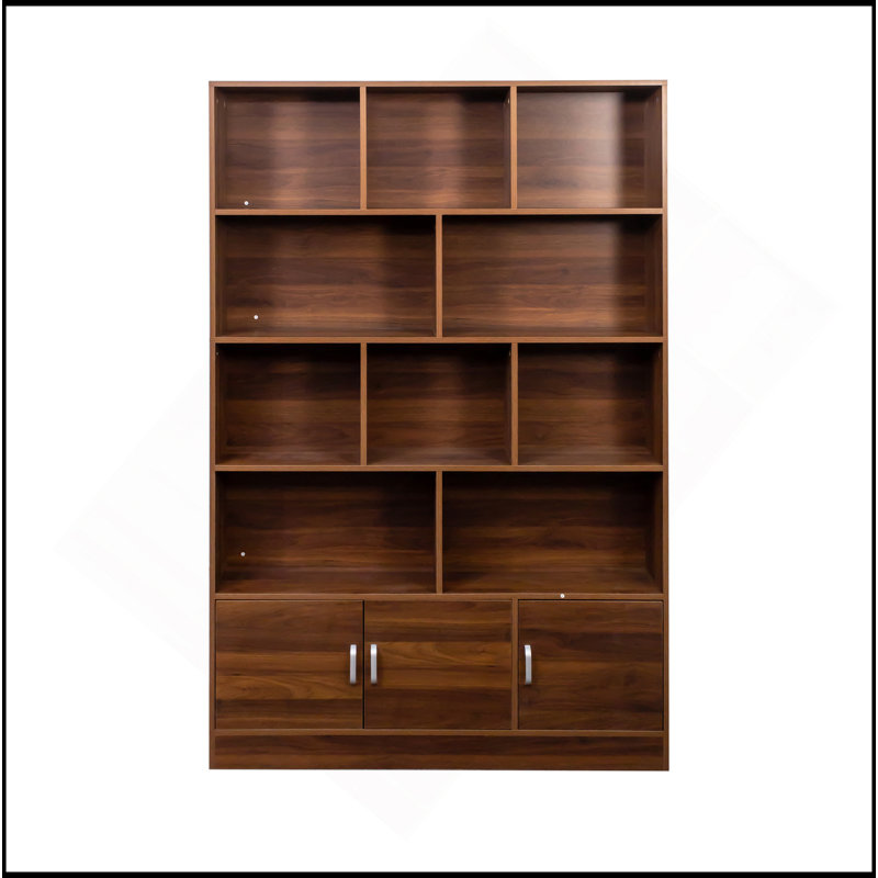 Bibliothèque de 70,87 po de hauteur avec 10 cubes et 3 portes, bibliothèque à 4 niveaux, bibliothèque ouverte avec armoire, rangement à cubes moderne pour le salon et le bureau