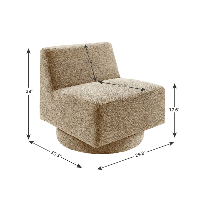Ensemble de 2 fauteuils pivotants rembourrés Camerynn, 100 % polyester brun clair