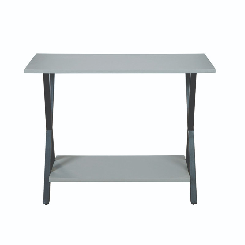 Table de bout Cornerstone avec revêtement en béton, l 31 po, conception étroite polyvalente pour le salon, convient aux téléviseurs de 32 po, avec base et tablette en acier thermolaqué, comprend des niveleurs de sol en nylon, gris