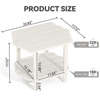 Maynerd 24'' W HDPE Double-Tier Weather-Resistant Patio Side Table