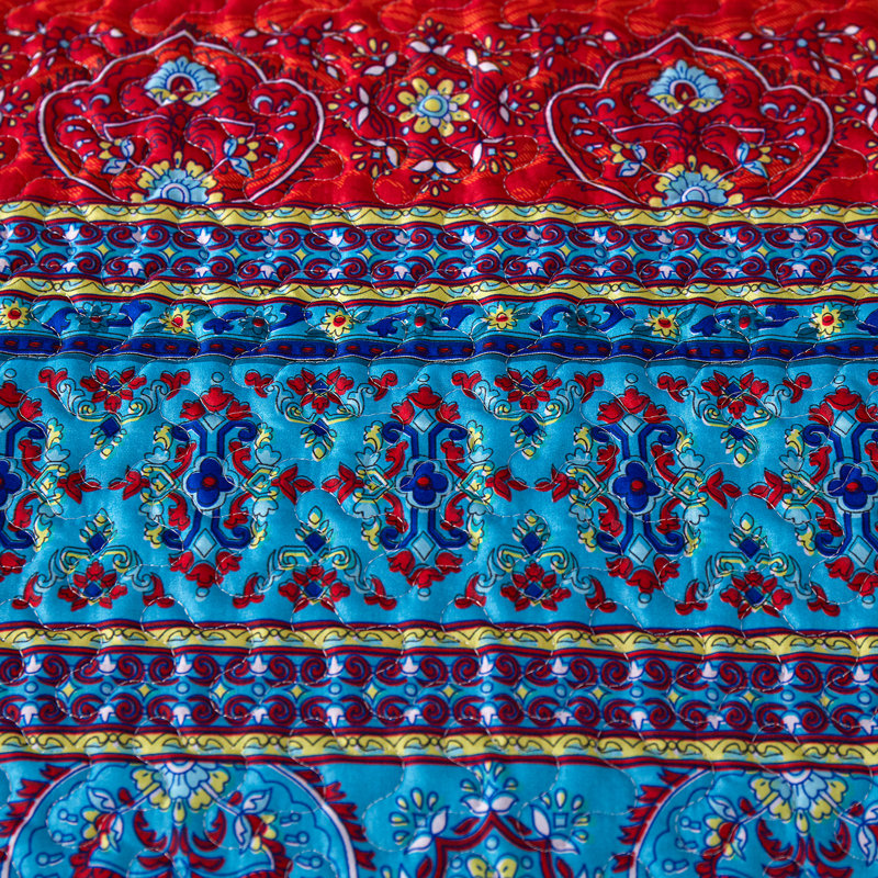 Boho Quilt Set Queen Size - Lightweight Bohemian Bedspread for Bedroom Decor, Queen Coverlet + 2 Queen Shams