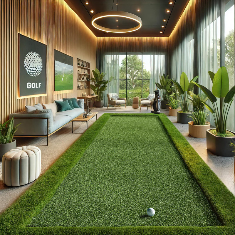 Green Artificial Grass Runner Rug with Rubber Backing