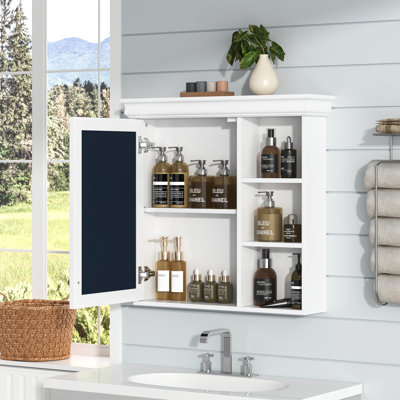 30" W X 29" H Surface Framed Wall Mounted Medicine Cabinet With Mirror And Adjustable Inner Shelf