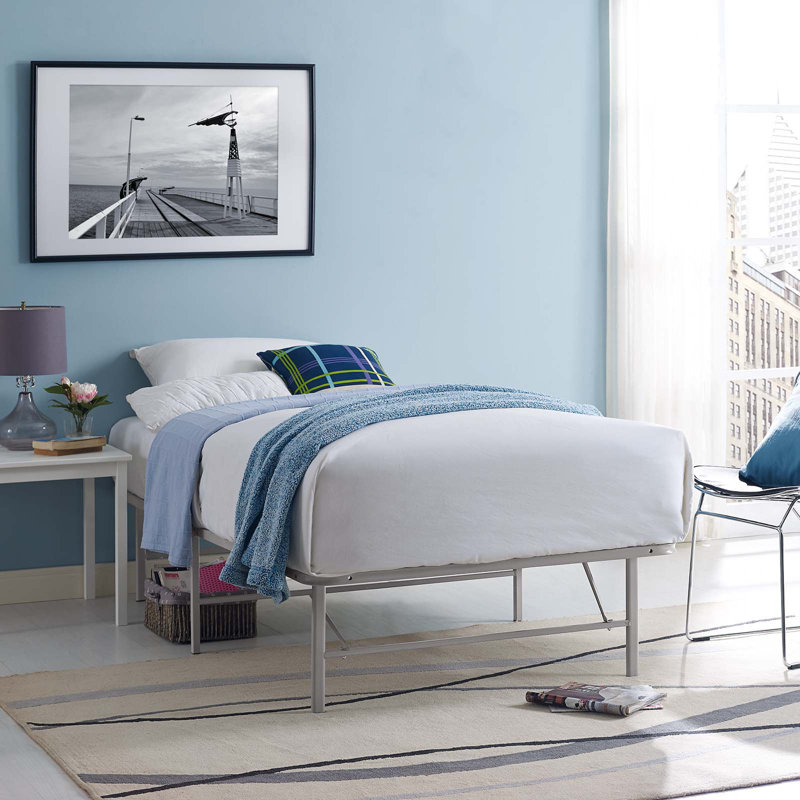 Modway Horizon Stainless Steel Bed Frame, Twin, Gray
