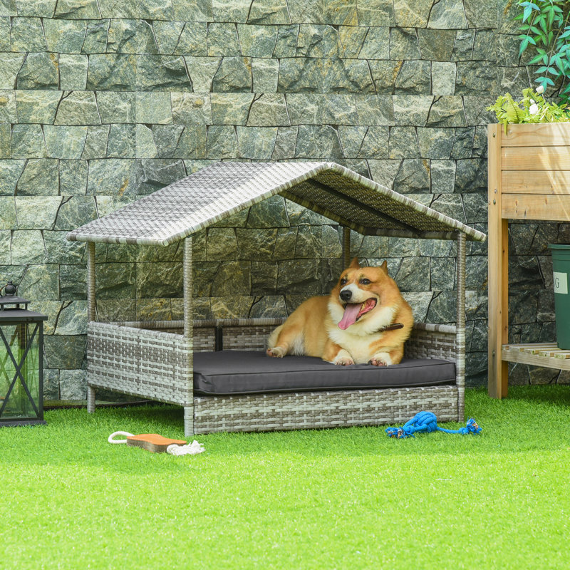 Niche pour chien en osier Pawhut, Gris