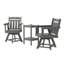 Chaises de salle à manger d'extérieur pivotantes en PEHD (ensemble de 2) + table d'appoint double couche - ensemble de patio toutes saisons
