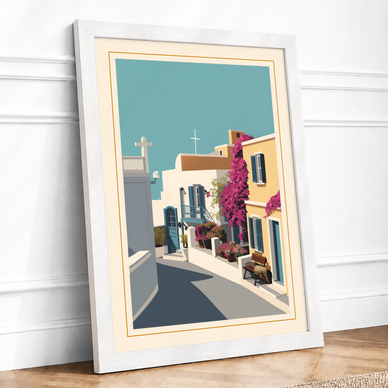 Mediterranean Shadows Coastal - Framed Print, A3 - 42.0 x 29.7 cm, White