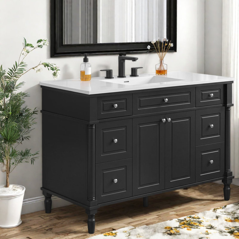 Freestanding Standard Free Standing Single Double With Resin Top, Noir