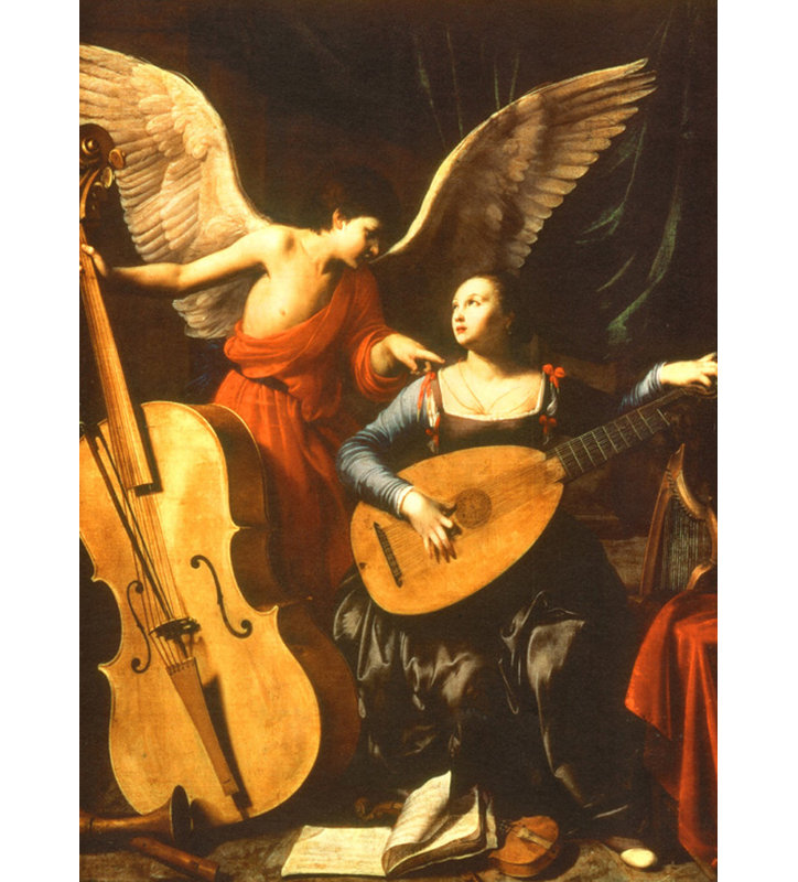 Sainte-Cécile et l'Ange, H 24 po x l 17 po