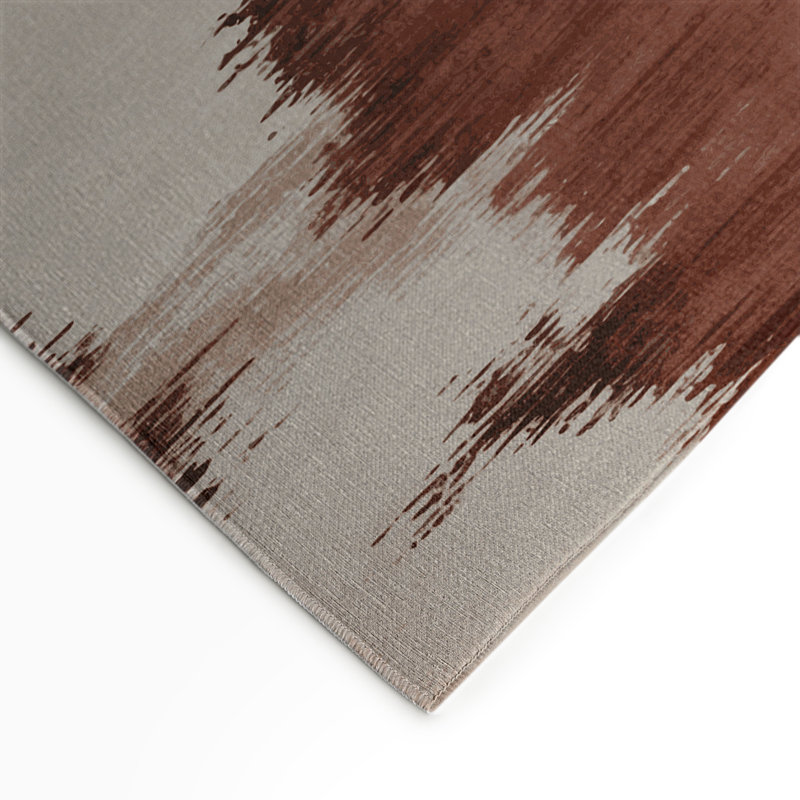 Tapis intérieur et extérieur brun Watercolor, Rectangle 9 pi x 12 pi
