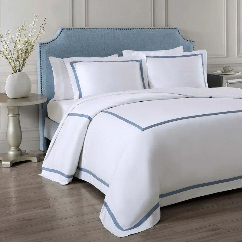 Frame Sham Set, King, White/Denim