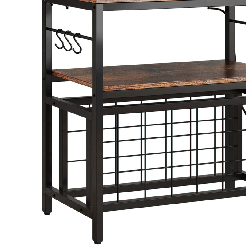 Multi Functional 9 Tier Kitchen Baker’s Rack with 21 Bottle Wine Storage, Power Outlets & Open Shelves