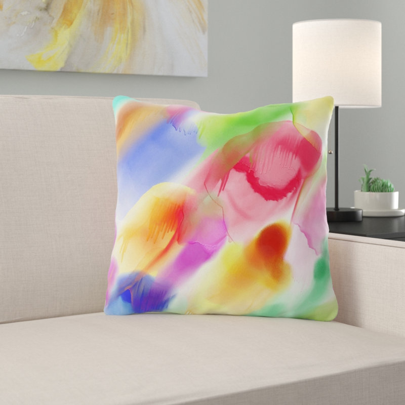 Coussin décoratif aquarelle Valeri, Microsuède, Intérieur