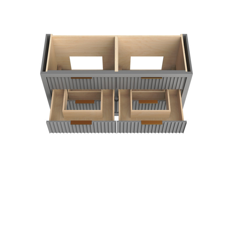 Lecrieú Double Drawer Bath Vanity, Platinum Gray, Rose Gold, 60"