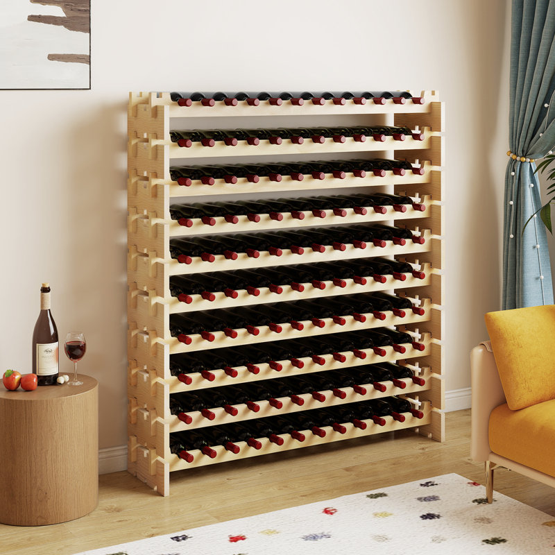 Solid Wood Standard Wine Bottle Rack Yellow