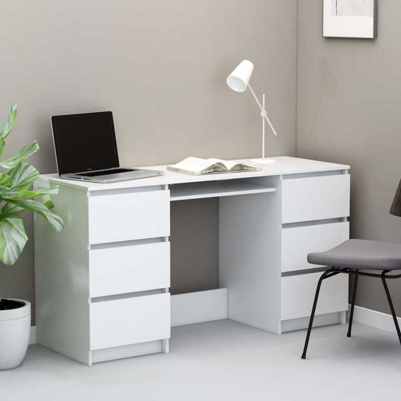 Writing Desk Computer Desk Laptop Table Workstation Engineered Wood, White