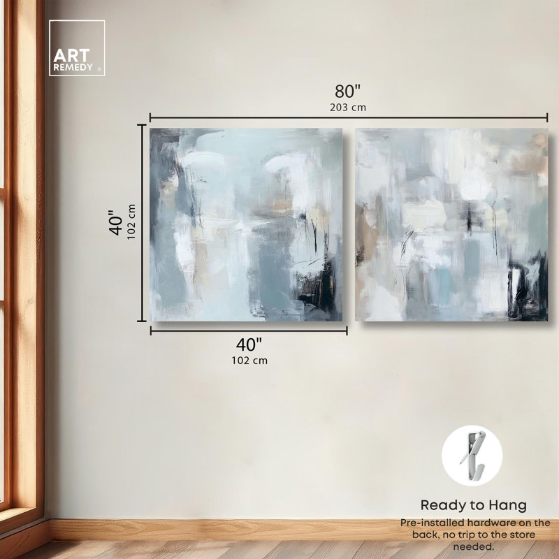 Moonlit Veil Set Canvas Set of 2 Earth Tone Art by , H 40 po x l 40 po, Toile tendue