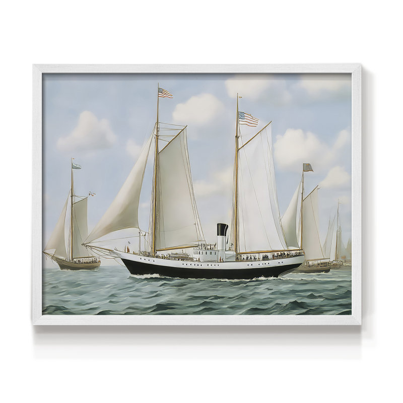 Série nautique-Cxxxix - impression encadrée - réversible, H 11 po x l 14 po, Blanc