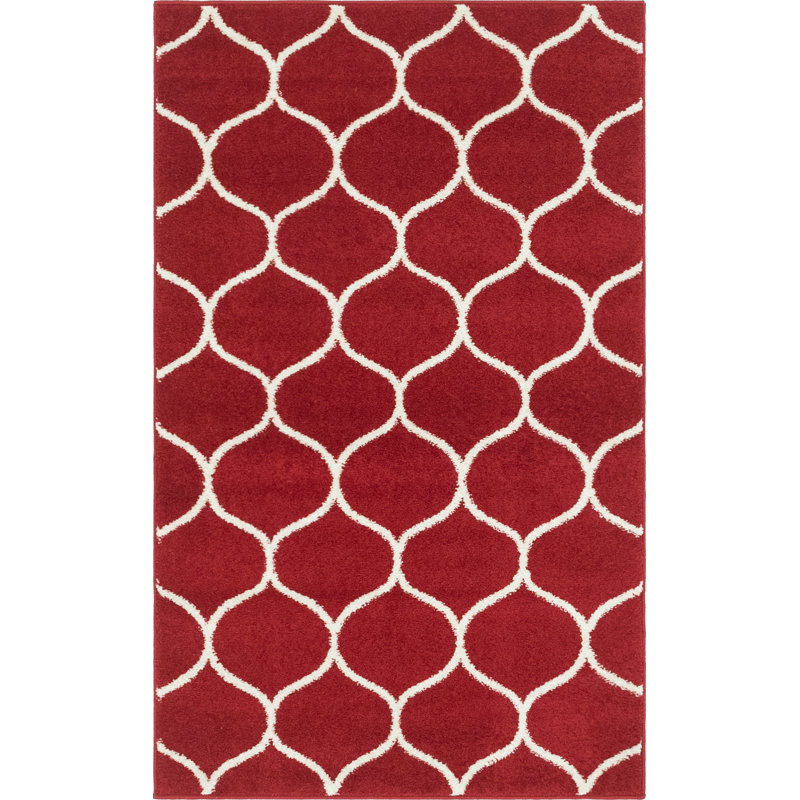 Tapis géométrique Llanet, Red, Rectangle 3'3" x 5'3"