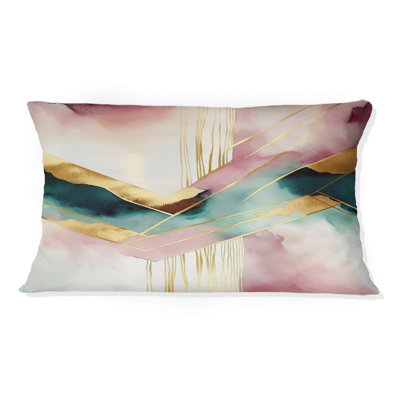 Abstract Geode Geometric Pink And Green III - Abstract Geometric Printed Throw Pillow