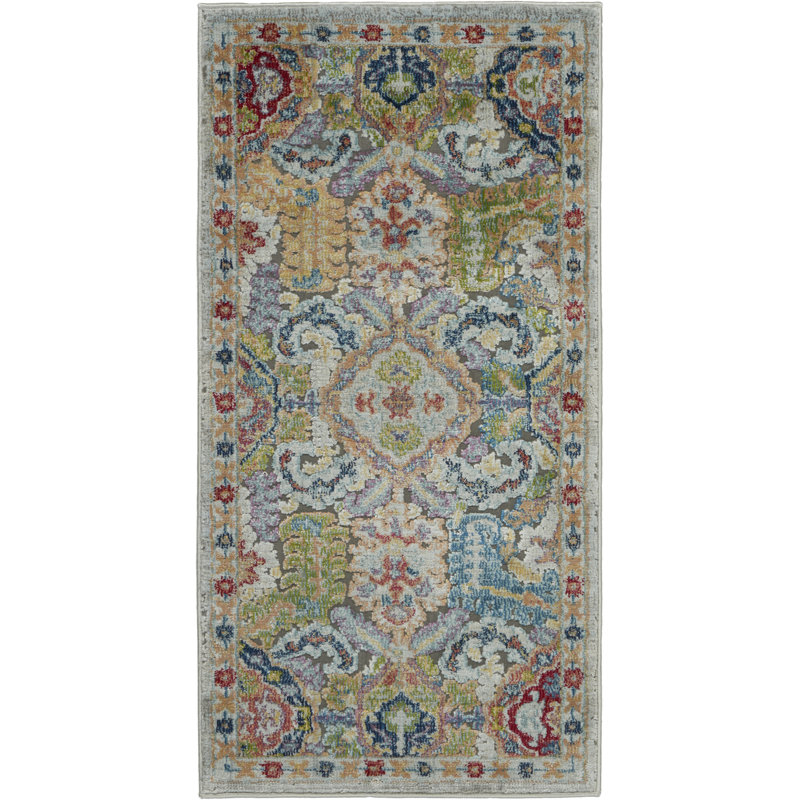 Hitton Blue/Red/Yellow Rug, Runner 71 x 244cm