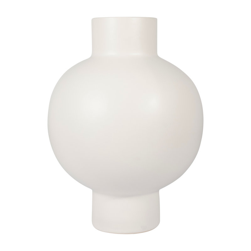 Vase en céramique Bronsyn, H 18 po x l 14 po x P 14 po, Crème, crème