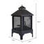 Foyer d'extérieur extérieur en métal, noir, 23,73 x 23,73 x 48,25 po, avec structure stable en métal