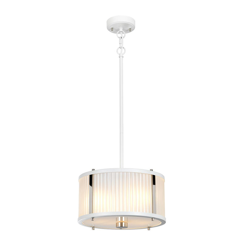 Corona Drum Pendant, 48" H x 11.75" W x 11.75" D, White