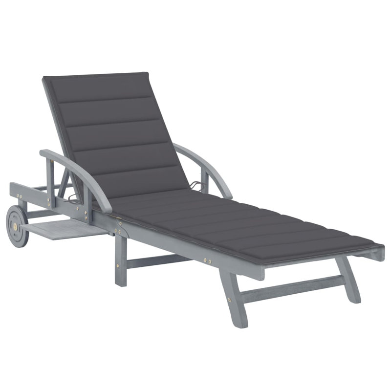 Chaise longue d'extérieur en bois d'acacia massif gris et soleil, Gris foncé