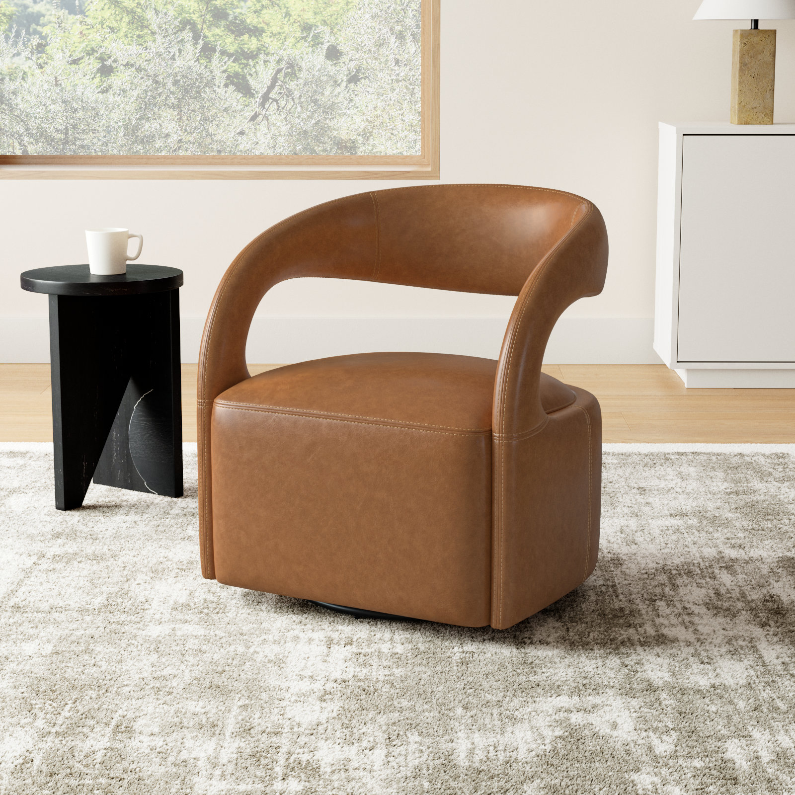 Finton Swivel Armchair, Sonoma Butterscotch Top Grain Leather