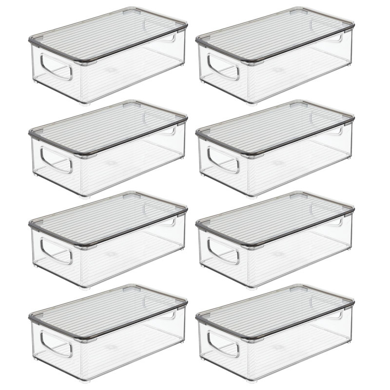 mDesign Plastic Storage Bin Box Container, Lid and Handles, 5" H x 10" W x 12" D, 8