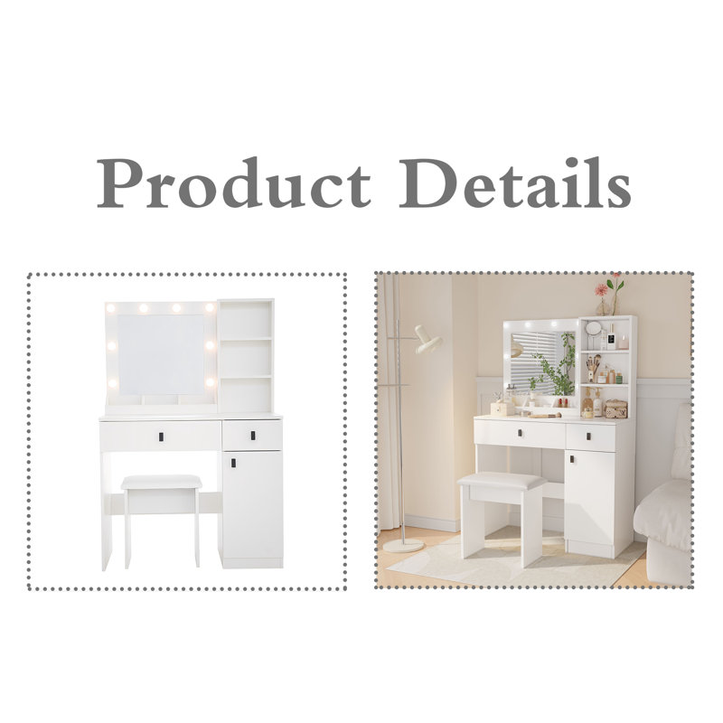 Table de coiffeuse avec tabouret 1pc