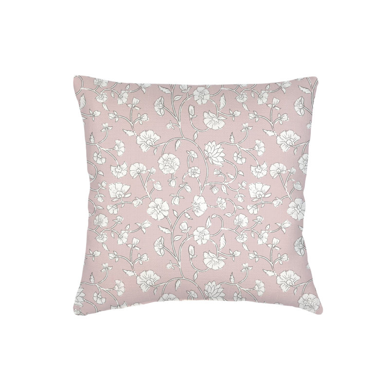 Blue Jaipur Floral Linen Euro Pillow 26x26 with Down Alternative Insert, Mint Green, Square 26", Down Blend
