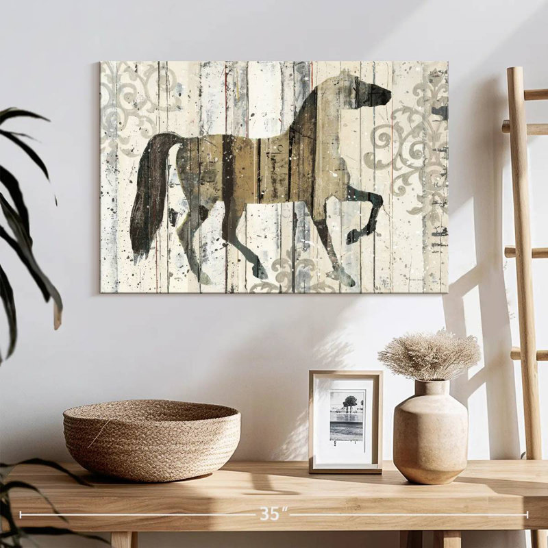 Cheval foncé Brampt filigrane, H 16 po x l 24 po