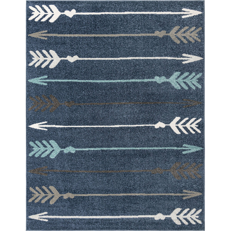 Tapis abstrait bleu nuit, Rectangle 7 pi 10 po x 10 pi