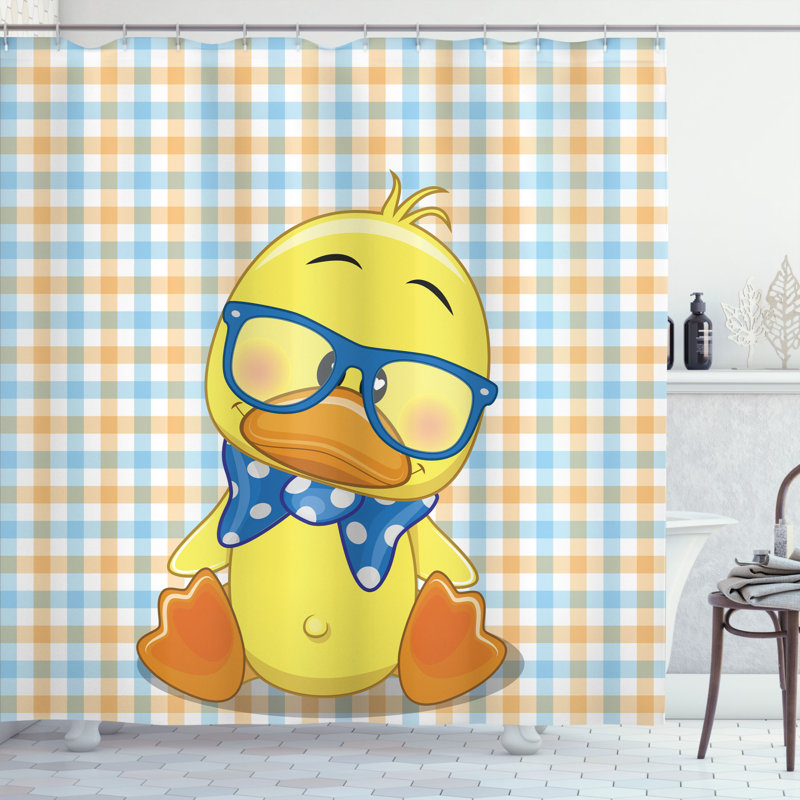 Ensemble de rideau de douche et crochets animés, H 70 po x l 69 po